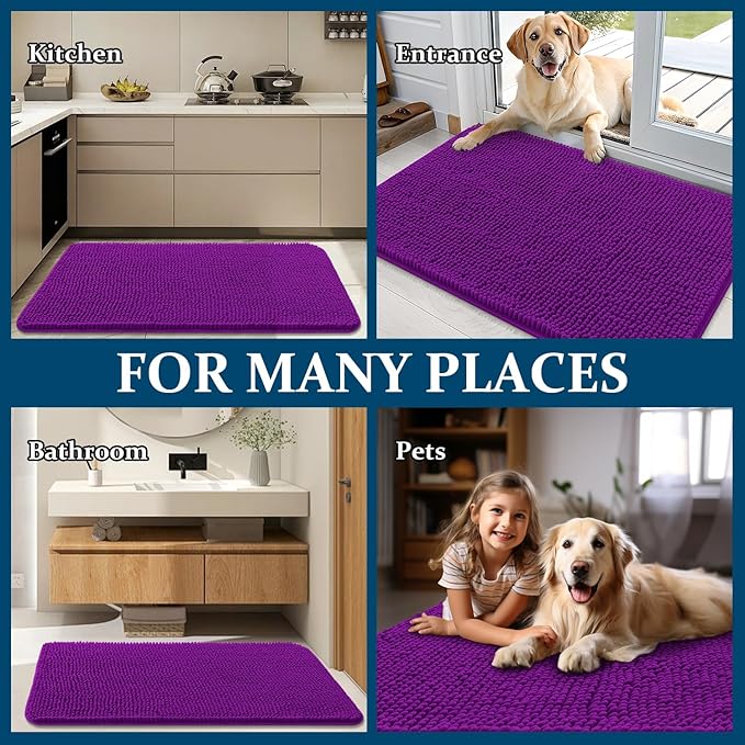 OLANLY Dog Door Mat for Muddy Paws 59x24, Super Absorbent Chenille Mud Mat | - Image 8