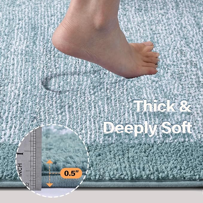48x32 Large Bathroom Rugs Washable Non Slip, Dusty Blue Bath Mat - Image 4