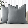 MIULEE Decorative Linen Pillow Covers 18x18 Inch Gray | Boho Farmhouse​ by MIULEE