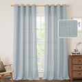 LAMIT Haze Blue Linen Curtains for Bedroom, 84 Inch Faux Linen Textured Light by LAMIT