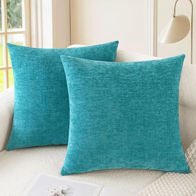 CaliTime Decorative Couch Throw Pillow Covers 24 X 24 Inches Lake Blue | Pack by CaliTime