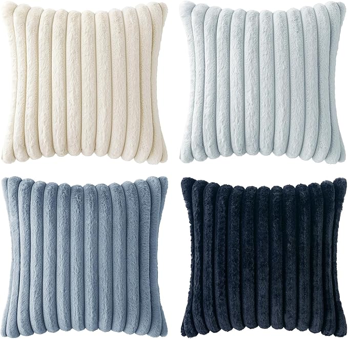 MIULEE Faux Fur Plush Decorative Throw Pillow Covers 18x18, Soft Coastal Modern - Image 8