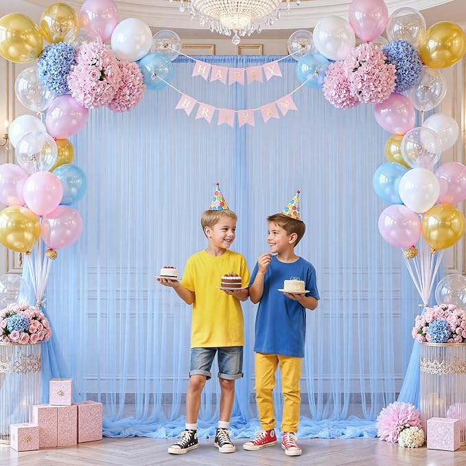 Baby Blue Tulle Backdrop Curtain - Image 2