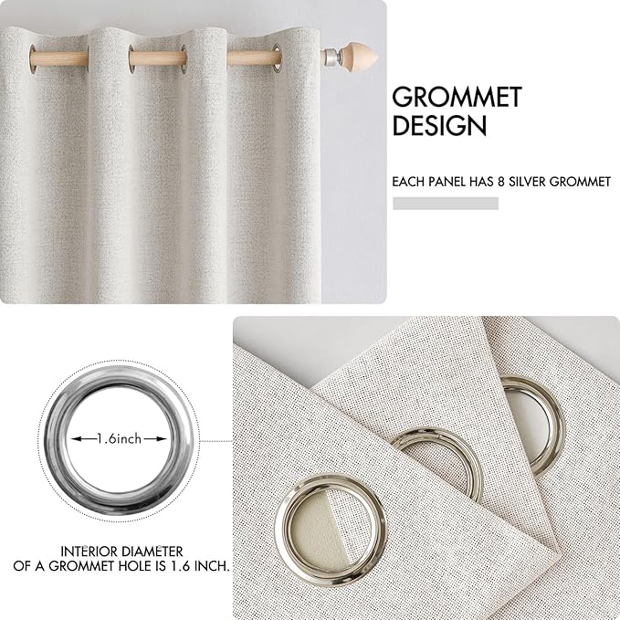 MIULEE 100% Blackout Linen Textured Curtains - Image 4
