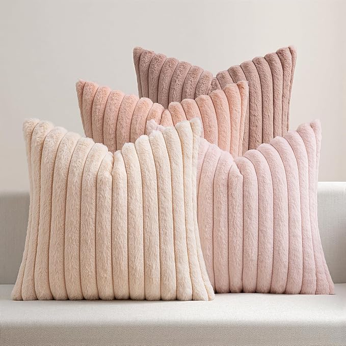MIULEE Faux Fur Plush Decorative Throw Pillow Covers 20x20, Soft Cute Romantic by MIULEE