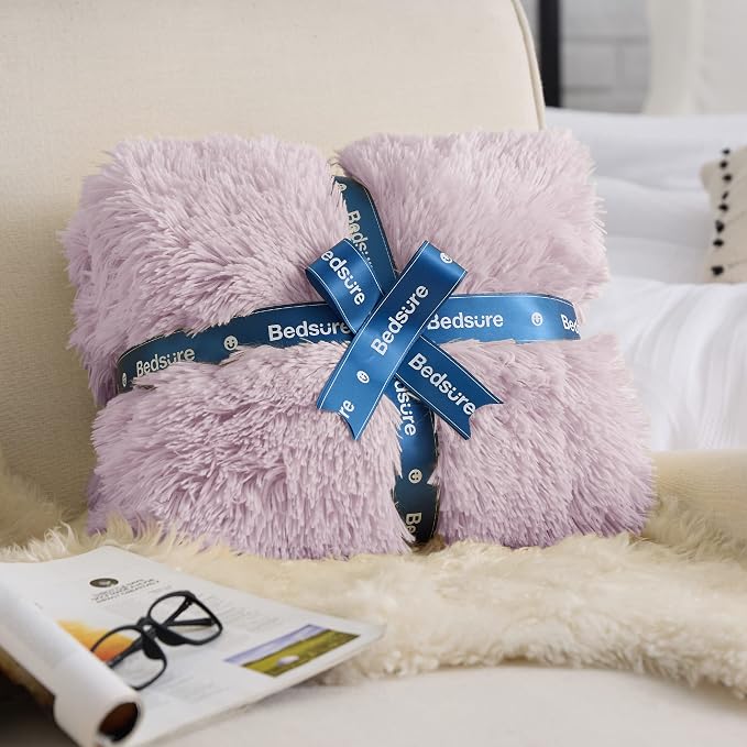 Bedsure GentleSoft Fluffy Lavender Purple King Size Blanket - Image 6