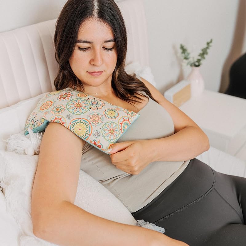 Large Microwave Heating Pad with Flax Seed, Scented or Unscented, Good For Back Pain or Cramps, Moist Heat Therapy or Ice Pack, Microwavable Bean Bag, 6" x 12" (Lemon, No Added Herbs)