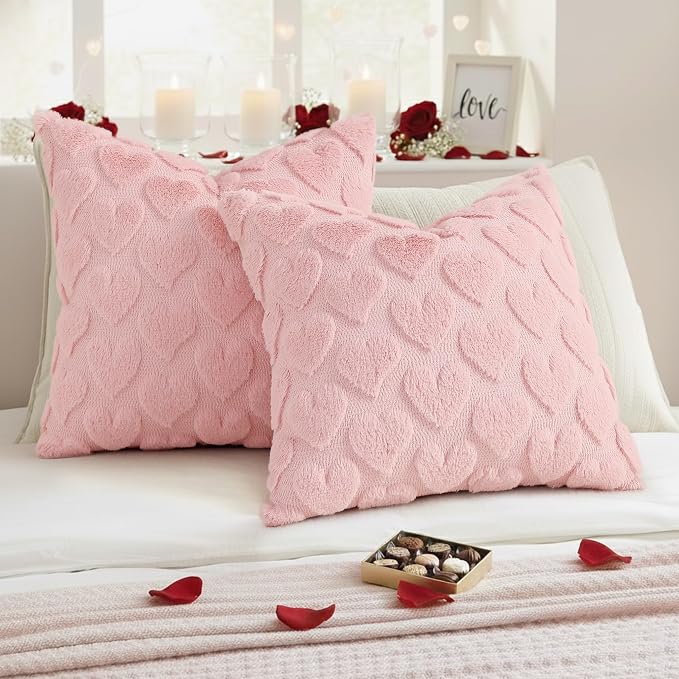 decorUhome Valentine’s Day Soft Plush Throw Pillow Covers 18x18 Inch Set of 2 - Image 3