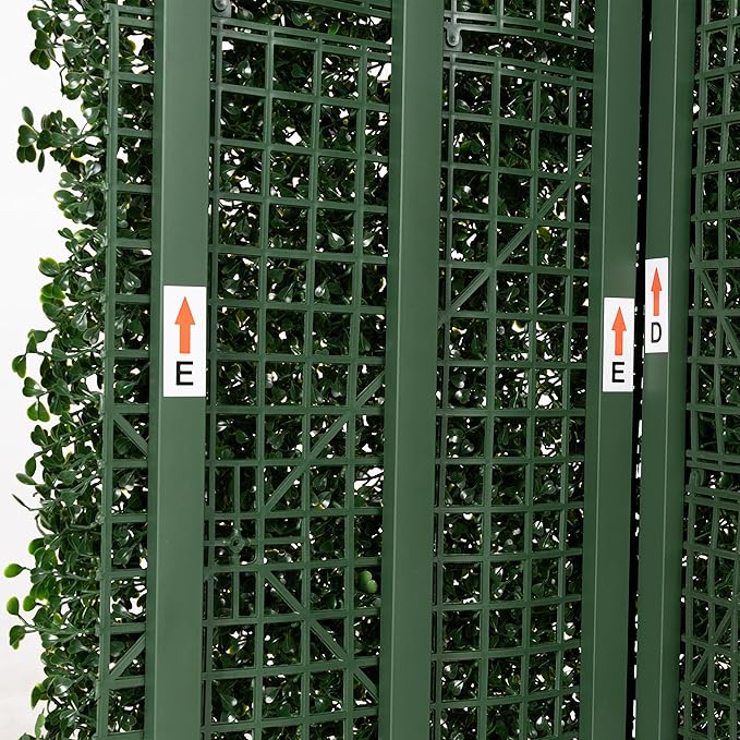 Artificial Boxwood Hedge Divider Wall with Black 201 Stainless Steel Planter Box (60" L X 48" H X 14" D)