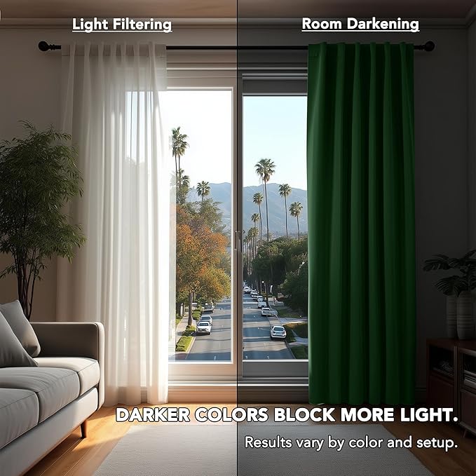 Deconovo Blackout Curtains, Thermal Insulated, W52 x L95 2 Panels, Back Tab - Image 3