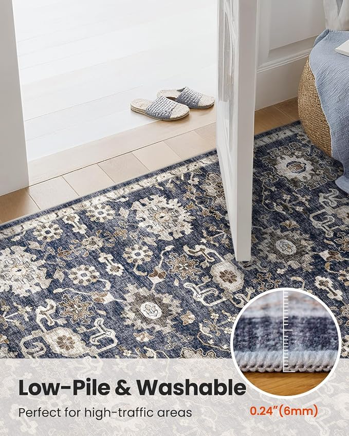 AMADA HOMEFURNISHING 2'6"x8' Washable Area Rug, Low-Profile Entryway Rug - Image 8
