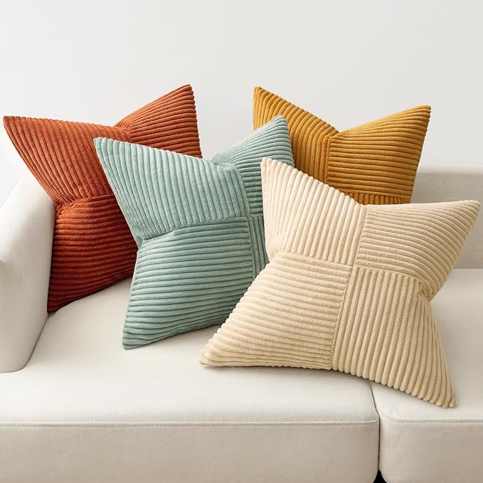 MIULEE Fall Teal-Orange Decorative Throw Pillow Covers 24x24 Inch Set of 4 Boho - Image 5