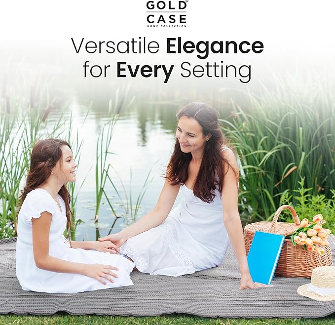 Gold Case Throw Blanket for Couch – 100% Recycled Turkish Cotton Blankets & Throws – Elegant Decorative Throw Blankets for Living Room Sofa – Woven Throws for Couch – Retro Black – 50x60