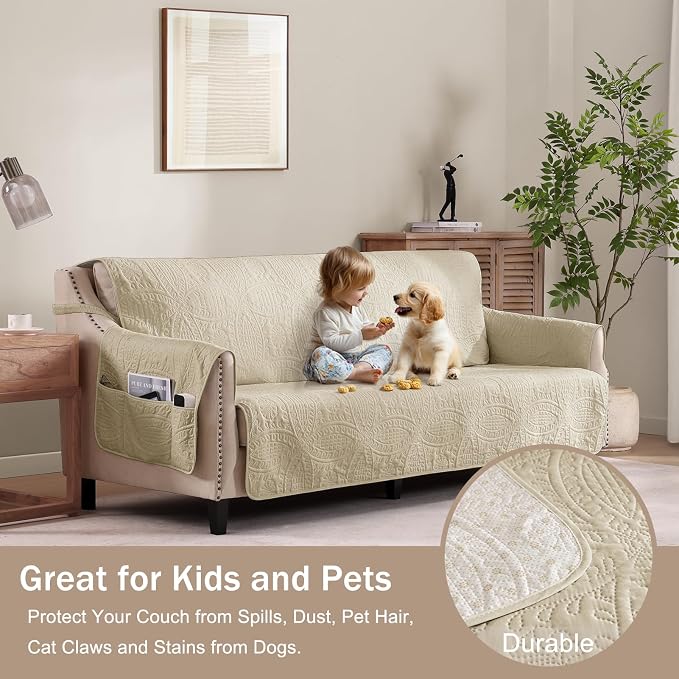 Camel Recliner TV Chair Covers, Quilted Décor Water-Repellent Medium Lazy Boy - Image 8