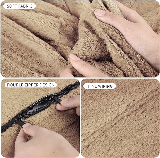 Bean Bag Chair for Adults 7FT,Soft Removable Cover for Teens/Girls Bedroom,Fluffy Giant Round Floor Beanbag Lounger Chairs (No Filler,Tan)