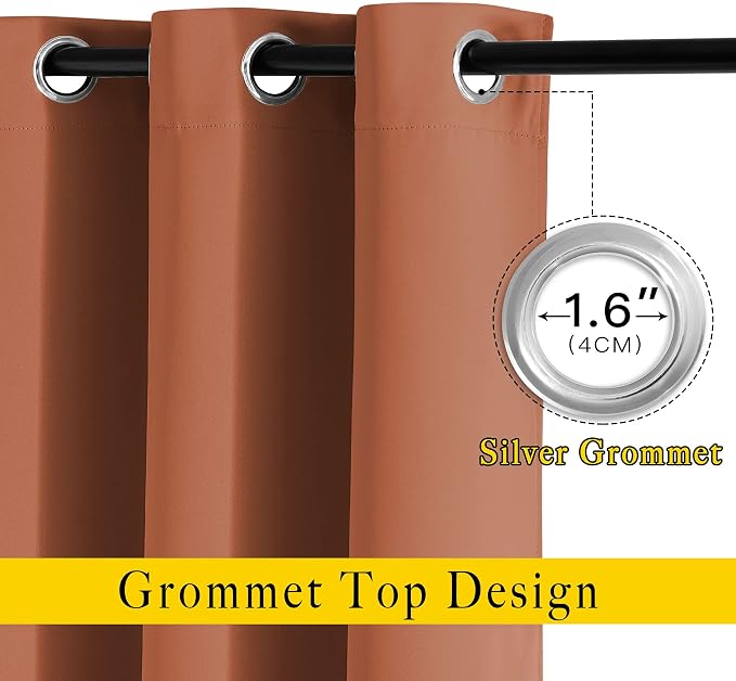 NICETOWN Blackout Burnt Orange Curtains 84 inches Long - Image 3
