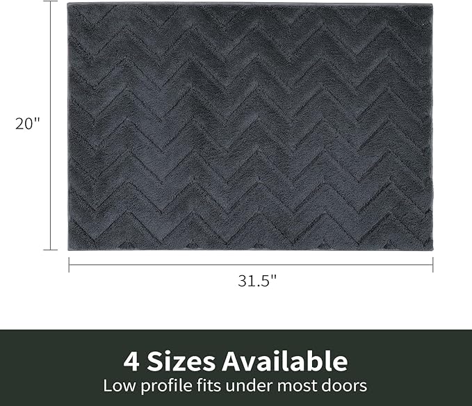 Stiio Front Door Mat Indoor Outdoor Entrance 20x31.5 Inches, Non Slip Washable Entry Rug, Dog Doormat, Absorbent Entrance Mat for Front & Back Door, Muddy Wet Shoes & Paws, Dark Grey