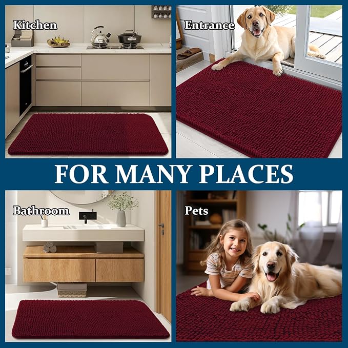 OLANLY Dog Door Mat for Muddy Paws 47x24, Super Absorbent Chenille Mud Mat | - Image 8