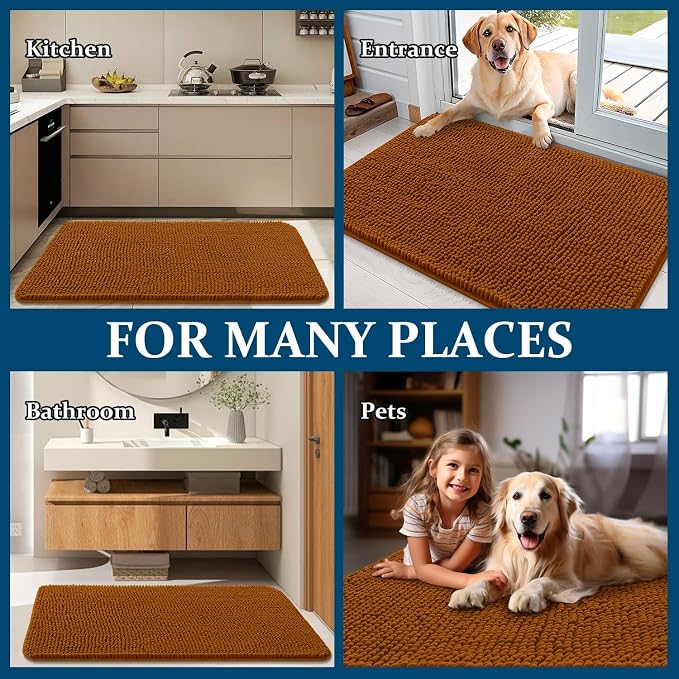 OLANLY Dog Door Mat for Muddy Paws 35x24, Super Absorbent Chenille Mud Mat | - Image 8