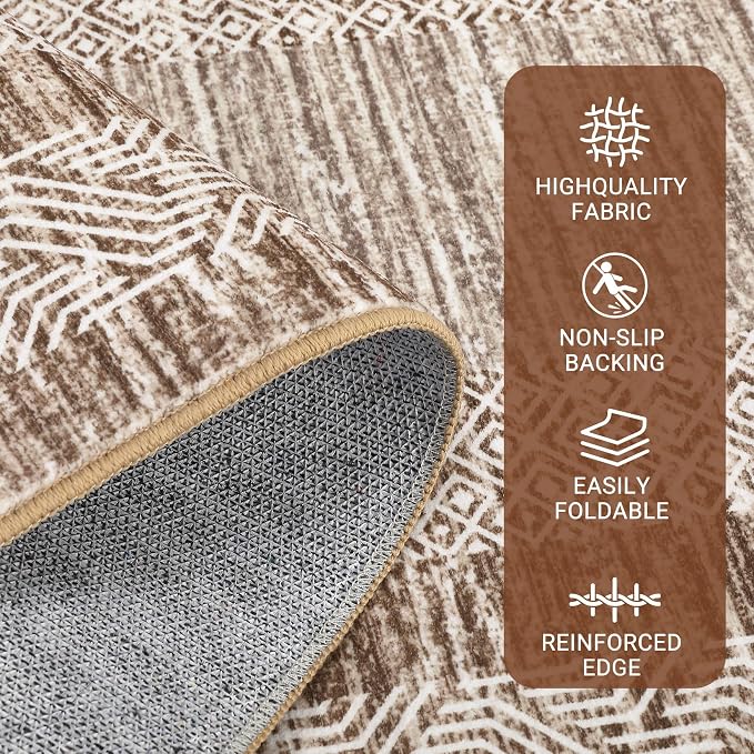 Washable 2.5x10 Kitchen Runner Rug, Easy Clean Geometri Rugs - Image 4