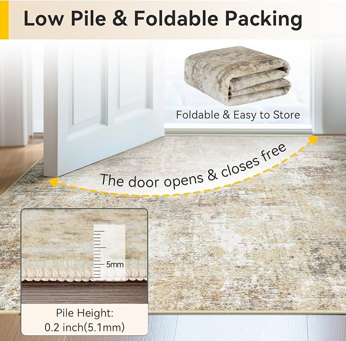 Washable Area Rugs 2'x3' Non-Slip Modern Abstract Soft - Image 6