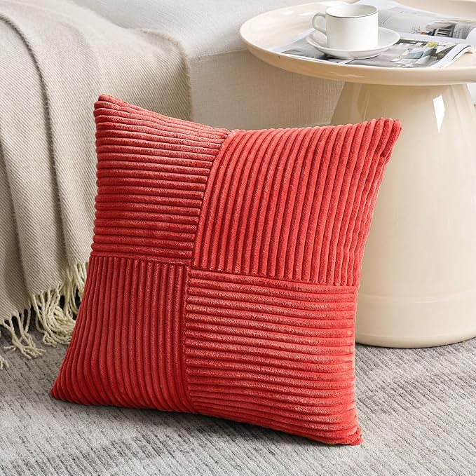 Fancy Homi 2 Packs Red Decorative Throw Pillow Covers 22x22 Inch - Image 2