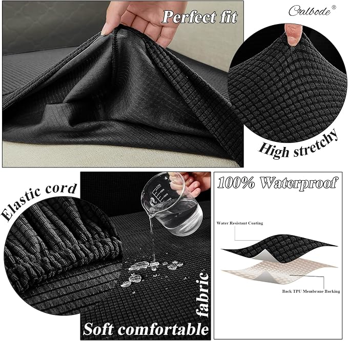 CALBODE 8Pcs Outdoor Stretch Cushion Covers, Waterproof Outdoor Chair Cushion - Image 3
