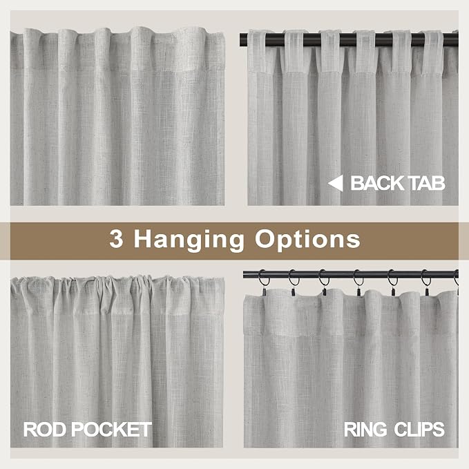 Grey Linen Curtains 63 Inch Length - Image 5