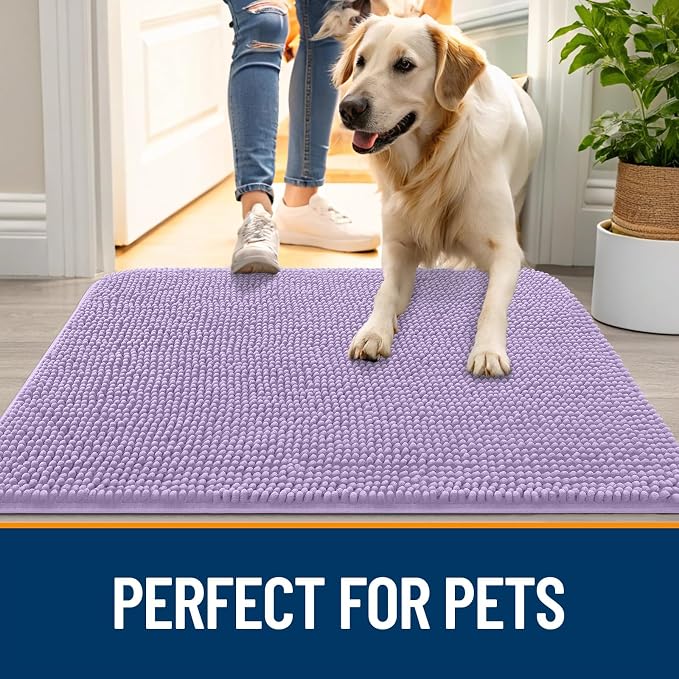 OLANLY Dog Door Mat for Muddy Paws 70x24, Super Absorbent Chenille Mud Mat | - Image 6
