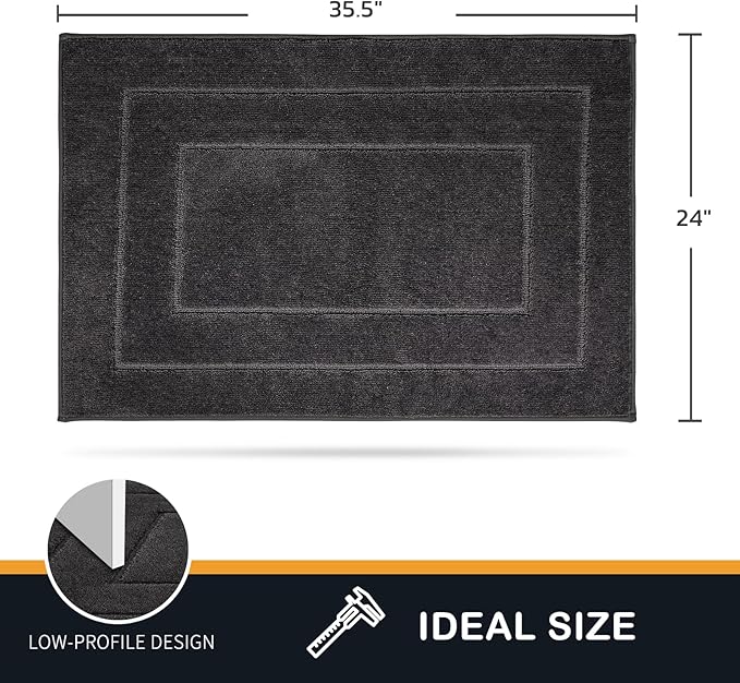 PURRUGS Dirt Trapping Door Mat 24" x 35.5", Non-Slip/Skid Machine Washable Entryway Rug, Dog Doormat, Super Absorbent Welcome Mat for Muddy Wet Shoes and Paws, Charcoal