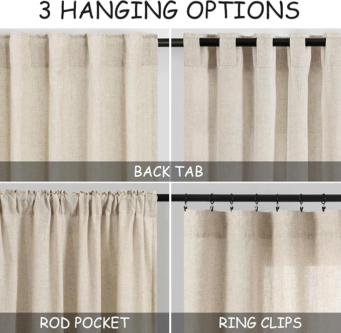 Beige Linen Curtain 96 inches Long - Image 4
