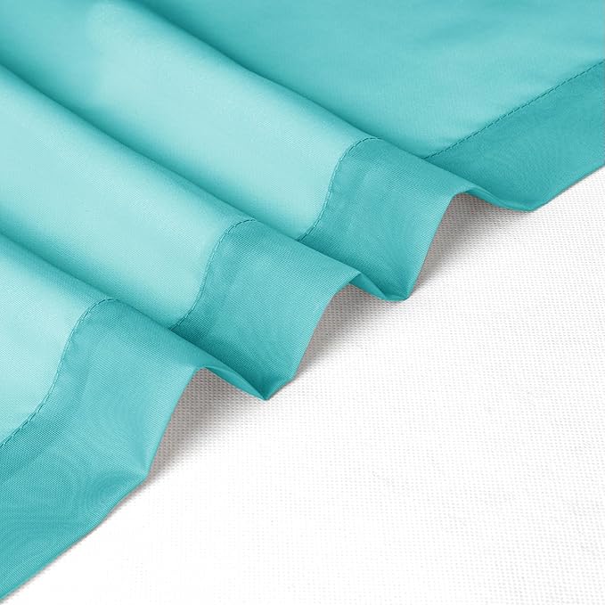 Chyhomenyc Turquoise Sheer Curtains 54 Inch Long 2 Panels, Light Filtering Rod - Image 8