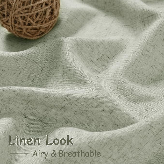 Sage Green Curtains 84 Inch Length 2 Panels Back Tab Rod Pocket Light Filtering - Image 4