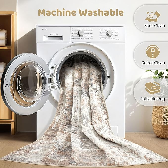 LOONGRUG 7x10 Area Rug Washable Large Neutral Modern Living Room Rugs | - Image 2