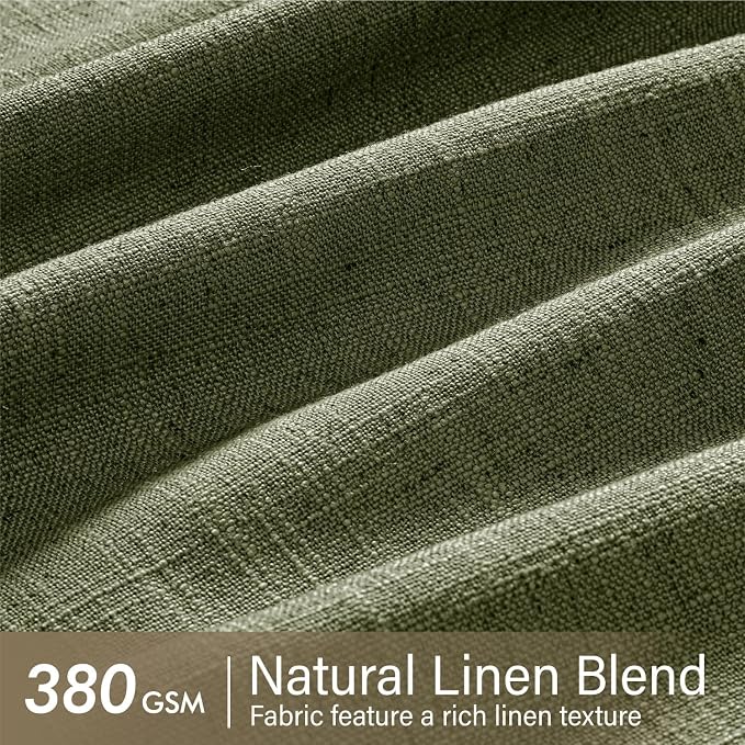 MIULEE Olive Green Pinch Pleated Linen Curtains 90 Inches Long 2 Panels - Image 4