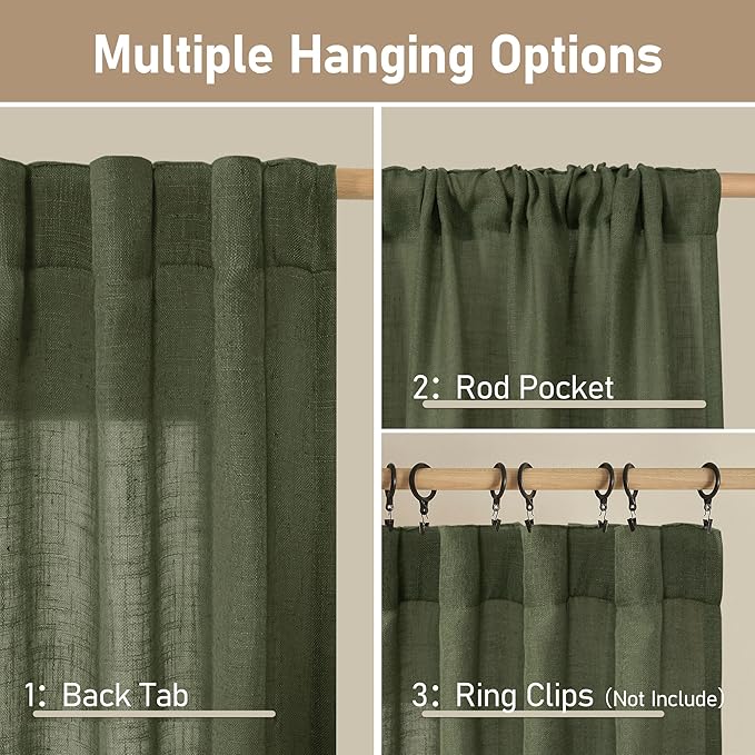 Light Filtering Linen Curtains 72 inches Long - Image 2
