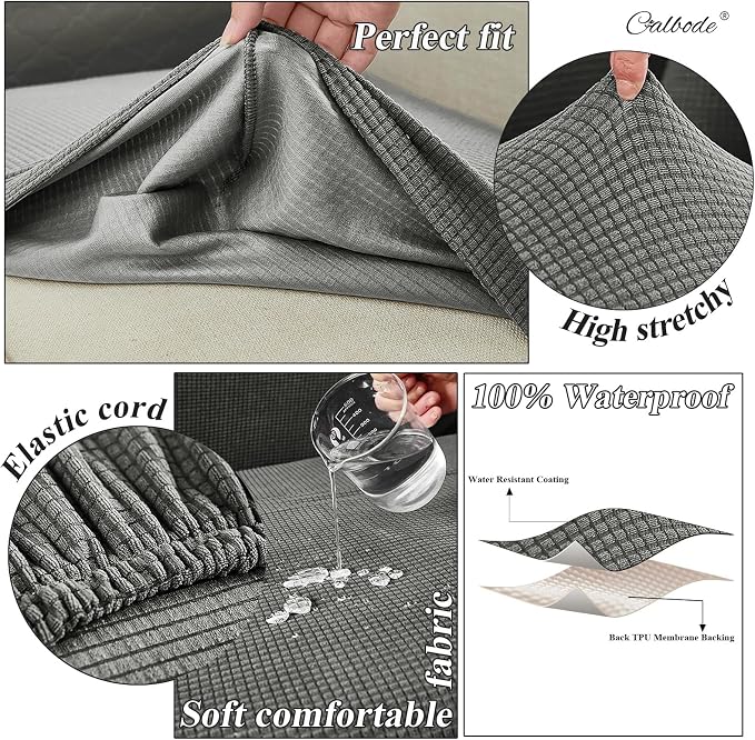 CALBODE 8Pcs Outdoor Stretch Cushion Covers, Waterproof Outdoor Chair Cushion - Image 3