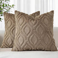 decorUhome Throw Pillow Covers 16x16 Inch Set of 2, Soft Plush Faux Wool Light by decorUhome