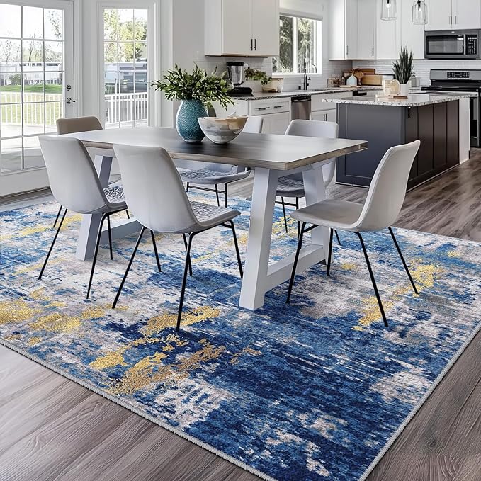 Washable Area Rugs7'x9' Non-Slip Modern Abstract Soft - Image 2
