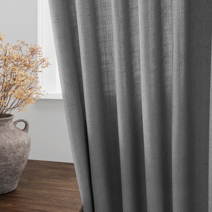 Dark Grey Linen Curtains 100 Inches Long - Image 4