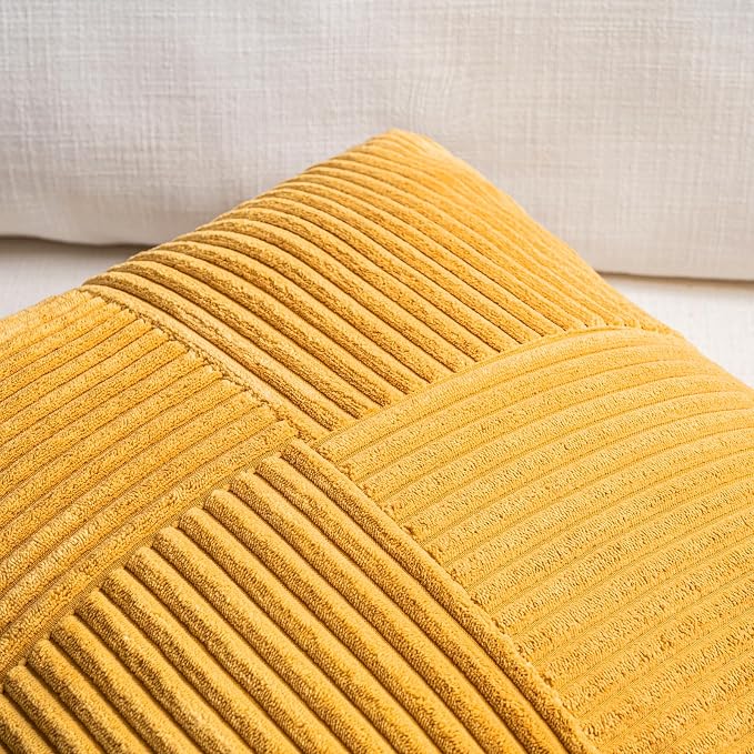 Fancy Homi 2 Packs Gold Yellow Lumbar Decorative Throw Pillow Covers 12x24 Inch - Image 3