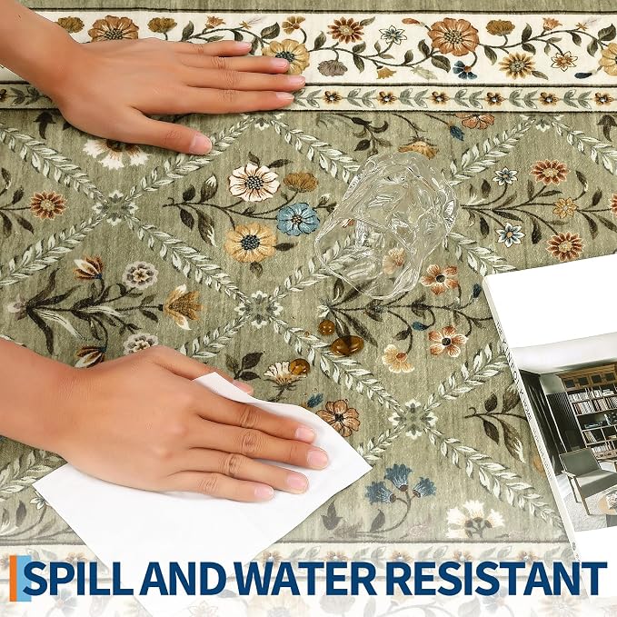 6x9 Machine Washable Area Rugs for Living Room Floral Stain Resistant Soft - Image 6