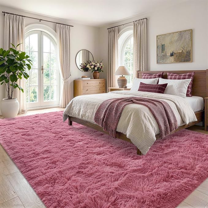 4'x5'3'' Blush Fluffy Soft Area Rug Non-Slip - Image 3