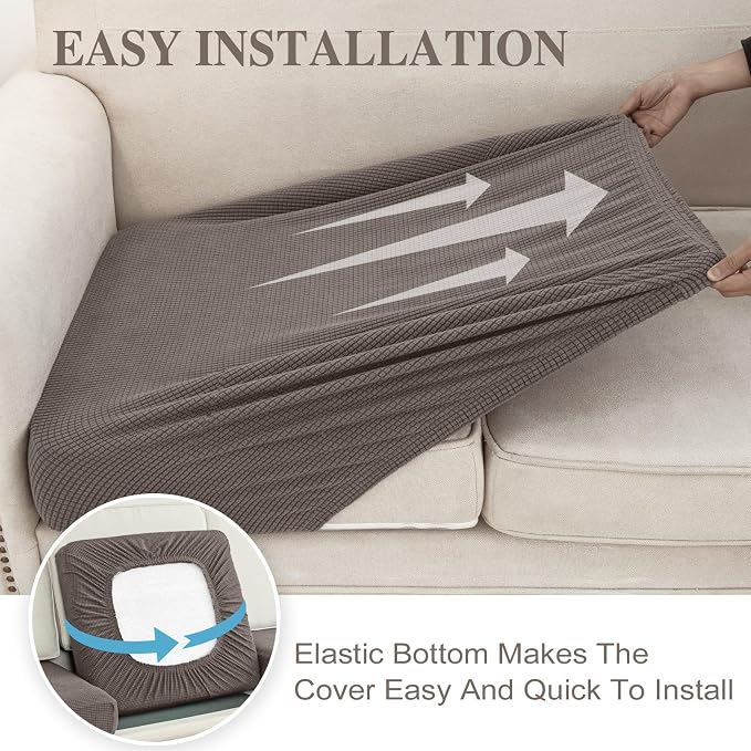 LA MEACK Couch Cushion Covers Seat Cushion Cover Stretch Couch Cover Separate - Image 5