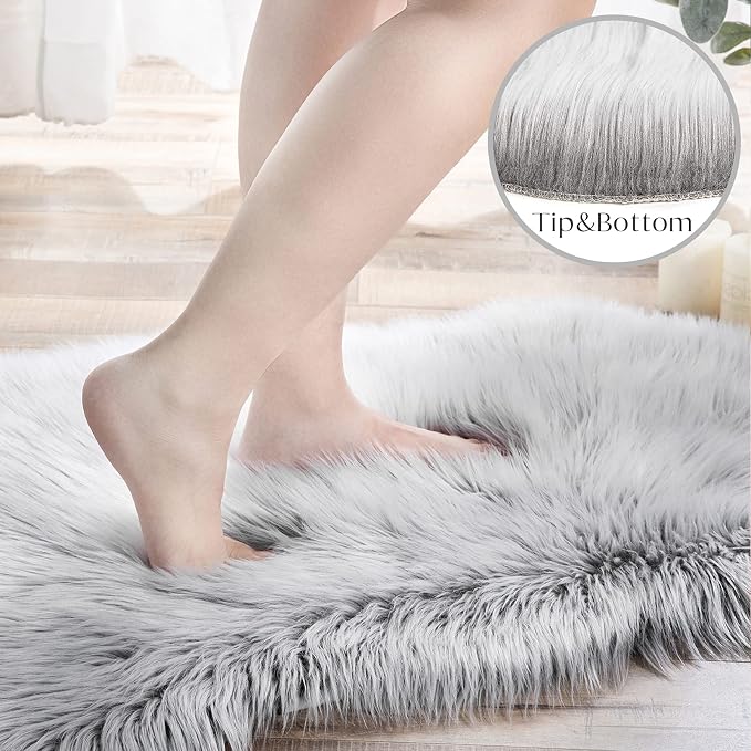 Ashler faux fur rug, Fluffy Shaggy Area Rug Ultra Soft 3 x 5 Feet Rectangle Fur - Image 3