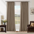 Latte 96 Inch Pinch Pleated Blackout Linen Curtains by Twodrapes