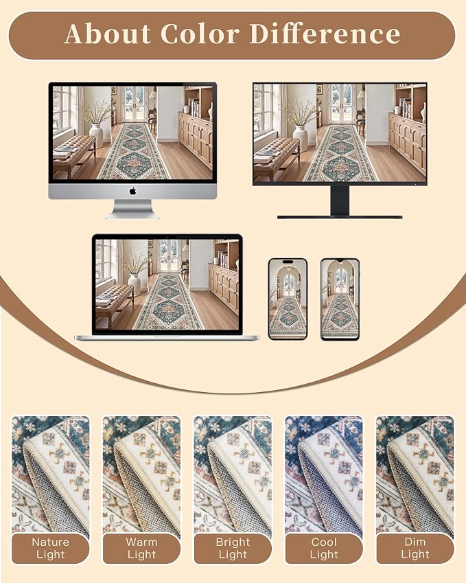 Madane Hallway Runner Rug 2'6''x10' Kitchen Runner, Non Slip Vintage Runners - Image 10