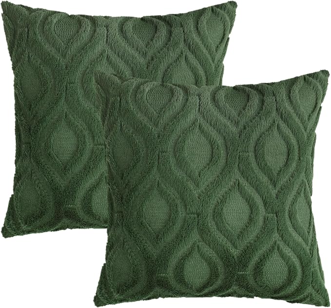 decorUhome Throw Pillow Covers 22x22 Inch Set of 2, Soft Plush Faux Wool Forest - Image 9