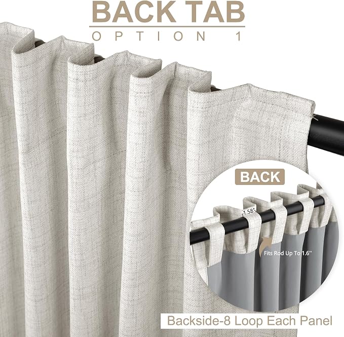 Linen Textured Total Blackout Sliding Door Curtains 84 Inches Long, Thermal - Image 3