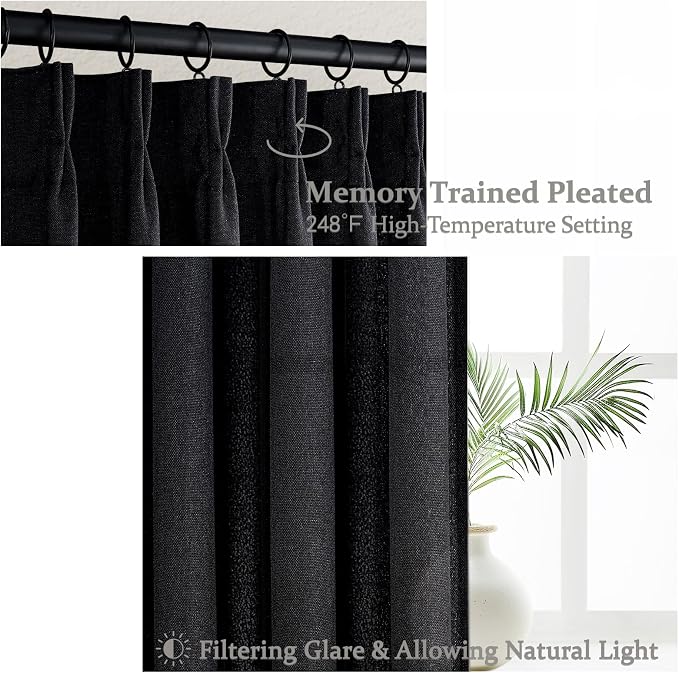 Extra Long Floor to Ceiling 108 Inch Negras Cortinas Para Sala, Pinch Pleated - Image 4